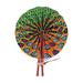 African Hand Fan – Orange Green Peacock – Authentic Ankara Print Cloth & Leather Folding Fan | Handmade in Ghana