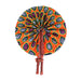 African Hand Fan – Orange Peacock – Authentic Ankara Print Cloth & Leather Folding Fan