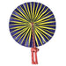 African Hand Fan – Purple Yellow Design – Authentic Ankara Print Cloth & Leather Folding Fan | Handmade in Ghana