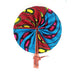 African Hand Fan – Red Blue Peacock Design – Authentic Ankara Print Cloth & Leather Folding Fan | Handmade in Ghana