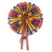 African Hand Fan – Red Yellow Blue Kente Design – Authentic Ankara Print Cloth & Leather Folding Fan | Handmade in Ghana