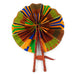 African Hand Fan – Traditional Kente Design – Authentic Ankara Print Cloth & Leather Folding Fan | Handmade in Ghana