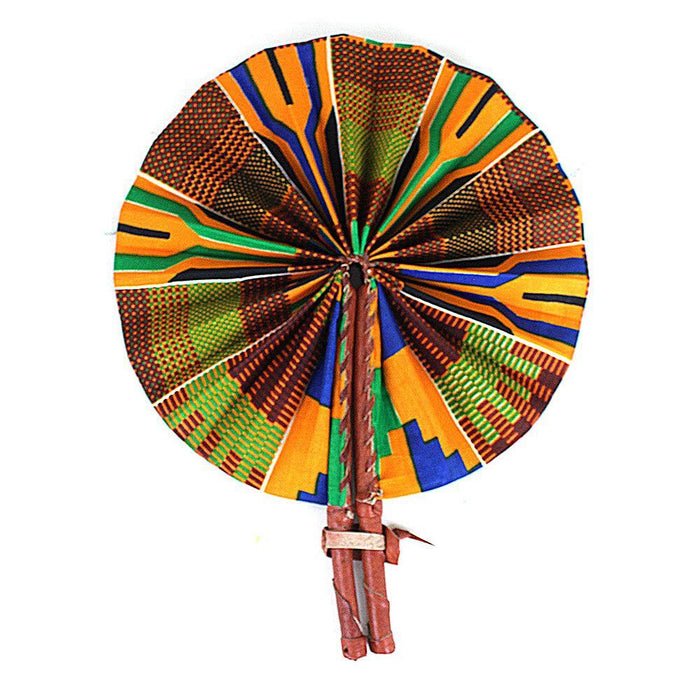 African Hand Fan – Traditional Kente Design | Handmade in Ghana