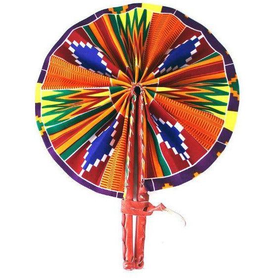 African Hand Fan – Traditional Kente Pattern | Handmade in Ghana