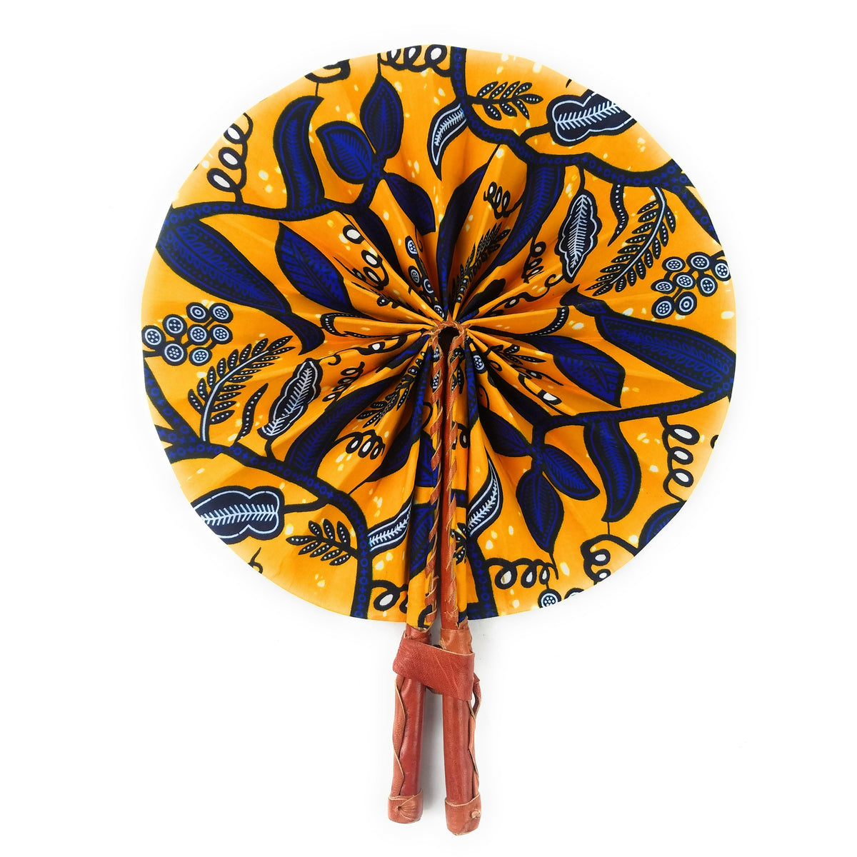 African Hand Fan – Yellow Botanical | Handmade in Ghana — A Taste Of Africa