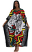 African Kaftan Dress – African Mask Outline Design (Multicolor)