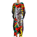 African Kaftan Dress – African Mask Outline Design (Multicolor)
