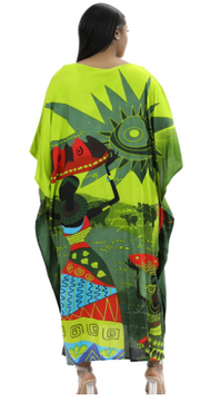 African Kaftan Dress – Lime Green Working Women 