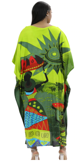 African Kaftan Dress – Lime Green Working Women 