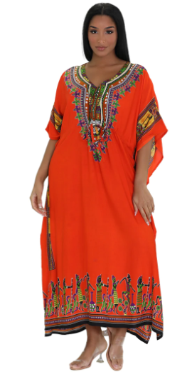 African Kaftan Dress for Women | Plus Size African Print Caftan