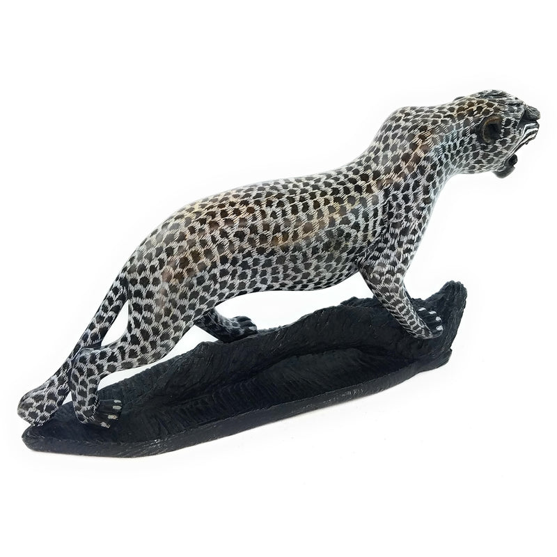 Hand-Carved African Leopard Sculpture