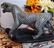 Hand-Carved African Leopard Sculpture