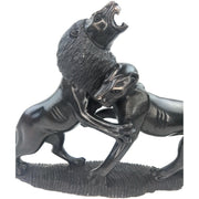 African Lion Couple Sculpture | Hand Carved Shona Stone