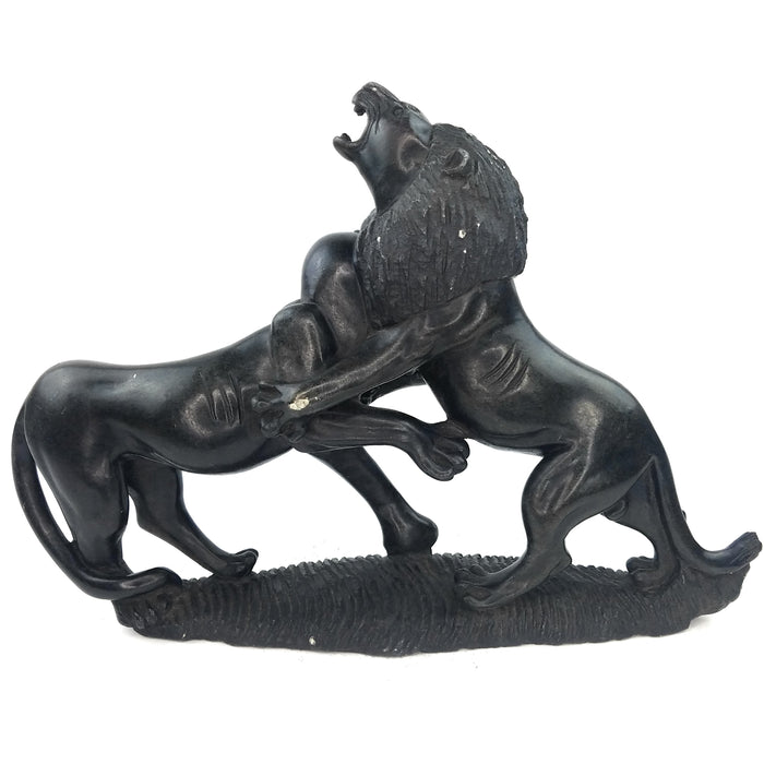 African Lion Couple Sculpture | Hand Carved Shona Stone