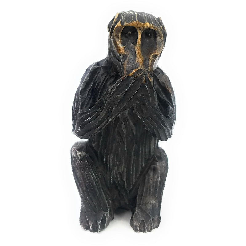 African Monkey Sculpture – Brown & Grey Stone, Hand Carved