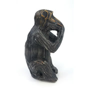African Monkey Sculpture – Brown & Grey Stone, Hand Carved
