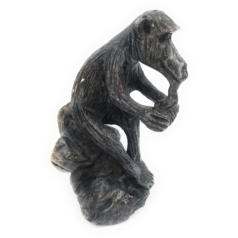 African Monkey Sculpture – Holding Corn with Both Hands
