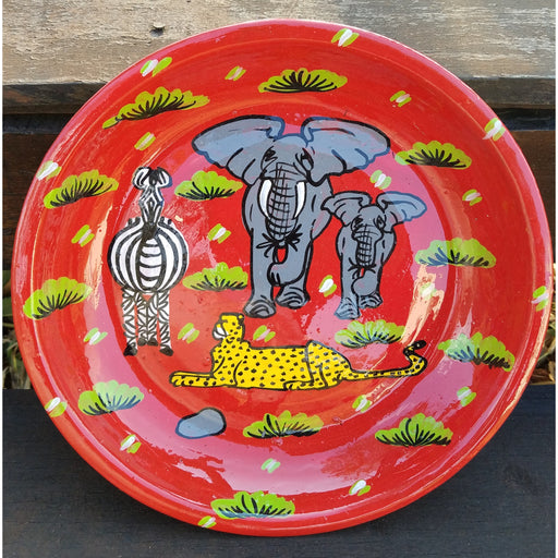 African Painted Plate – Safari Animals | Handcrafted in Zimbabwe