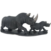 African Rhino Parent & Child – Hand Carved Shona Serpentine Sculpture