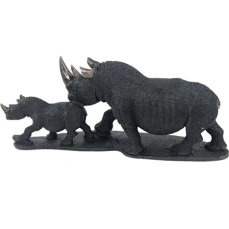 African Rhino Parent & Child – Hand Carved Shona Serpentine Sculpture