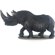 African Rhino Sculpture – Hand Carved Shona Black Serpentine from Zimbabwe