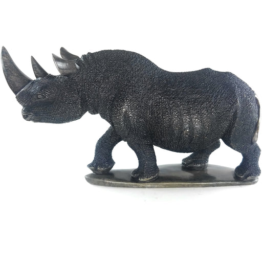 African Rhino Sculpture – Hand Carved Shona Black Serpentine from Zimbabwe