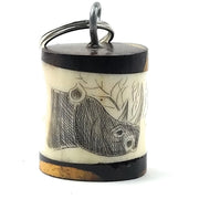 Handmade African Scrimshaw Cow Bone Keychain