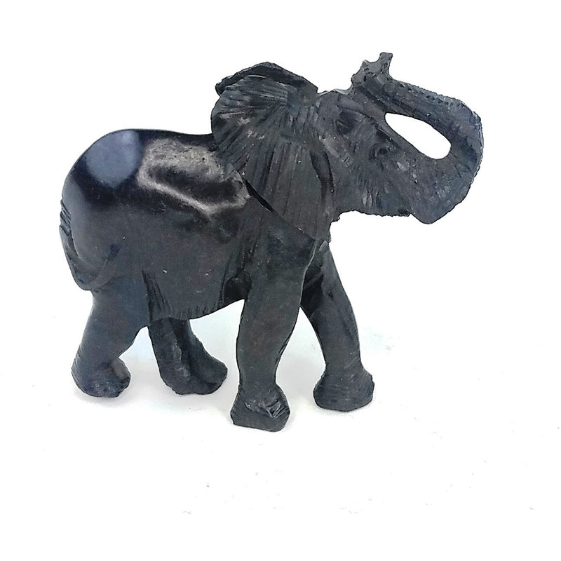 African Stone Elephant Black Serpentine 4”