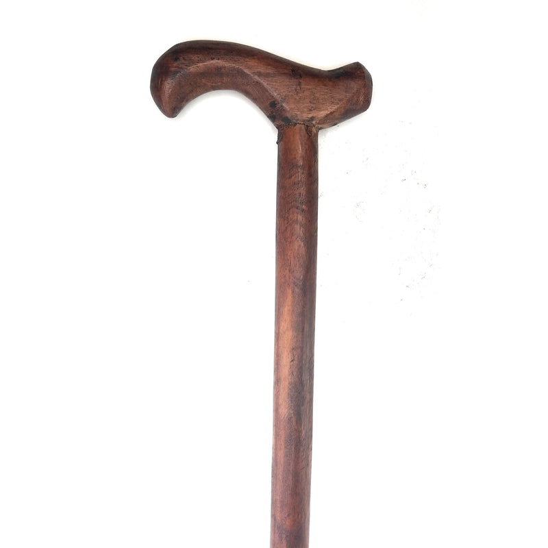 African Walking Stick with Derby Handle – Hand Carved Ironwood Cane