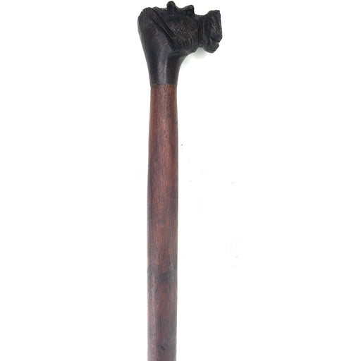 African Walking Stick with Hippo Head Handle – Hand Carved in Zimbabwe