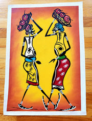 African Women Walking Painting | Bright Canvas Art
