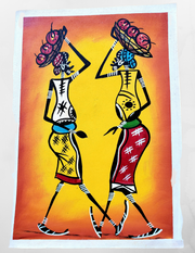 African Women Walking Painting | Bright Canvas Art
