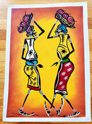 African Women Walking Painting | Bright Canvas Art