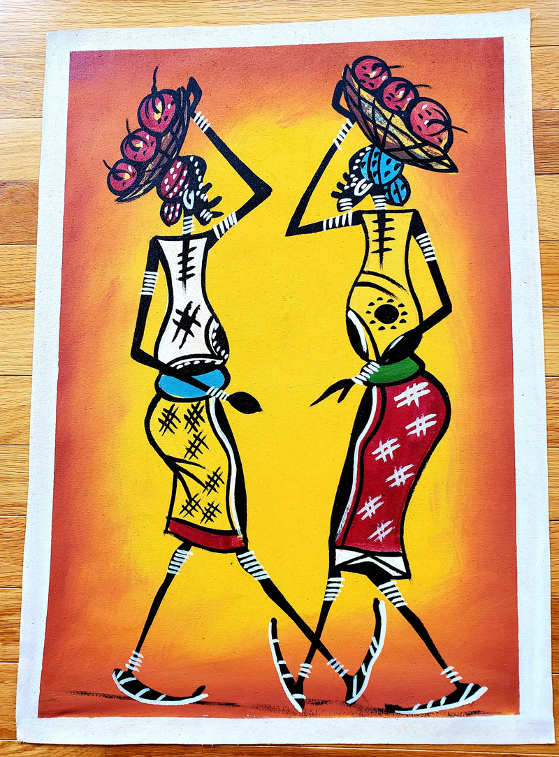 African Women Walking Painting | Bright Canvas Art