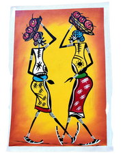 African Women Walking Painting | Bright Canvas Art