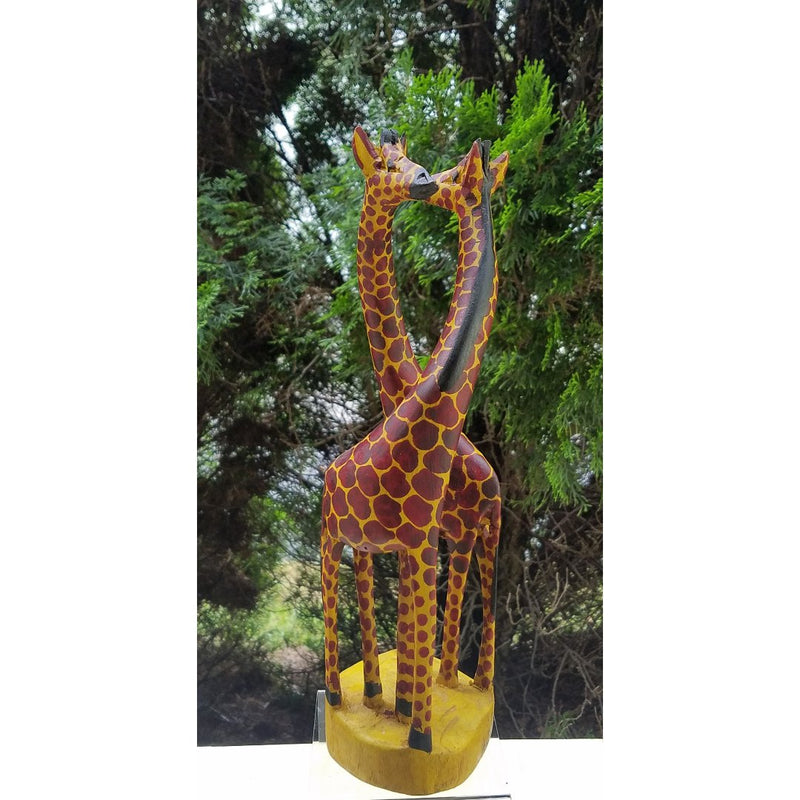 African Wooden Giraffe Couple – Hand-Carved Jacaranda Wood Decor from Kenya