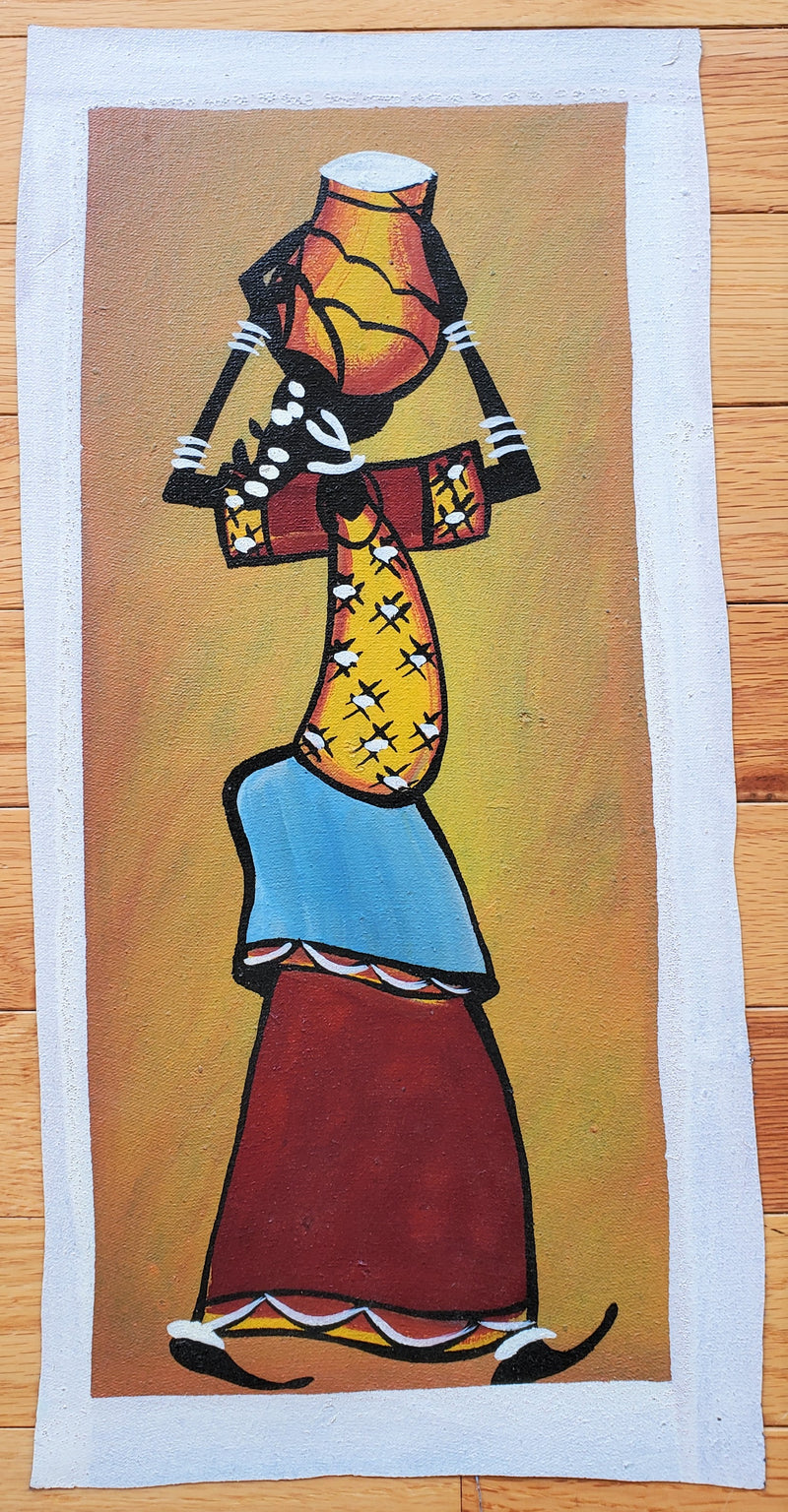 African Working Woman Painting | Vertical Canvas Art
