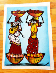 African Working Women Painting | Basket Canvas Art