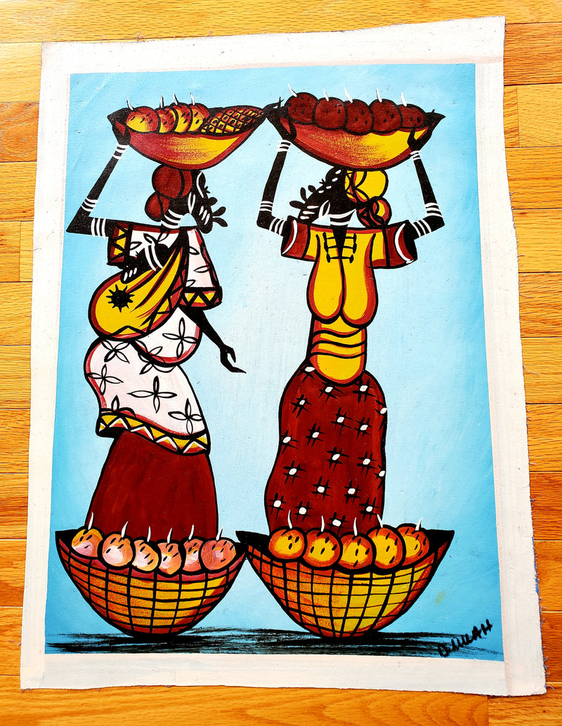 African Working Women Painting | Basket Canvas Art