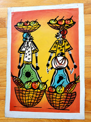 African Working Women Painting | Basket Canvas Art
