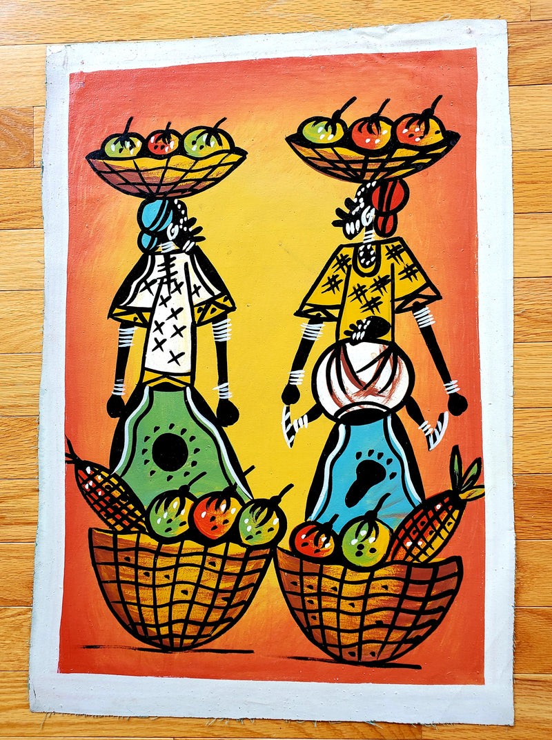 African Working Women Painting | Basket Canvas Art