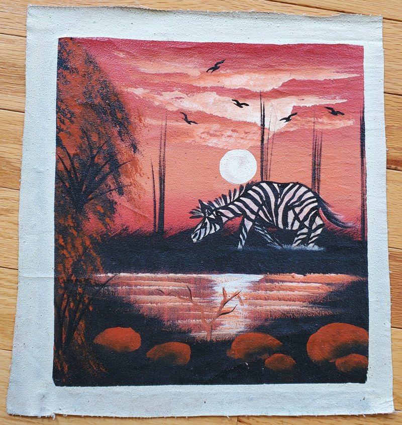 African Zebra Painting | Handmade Wildlife Canvas Art