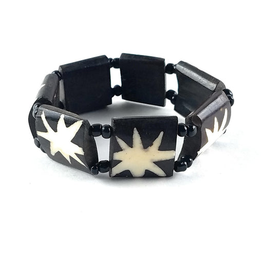 Afrocentric Bone Bracelet – Brown with Cream Star Pattern
