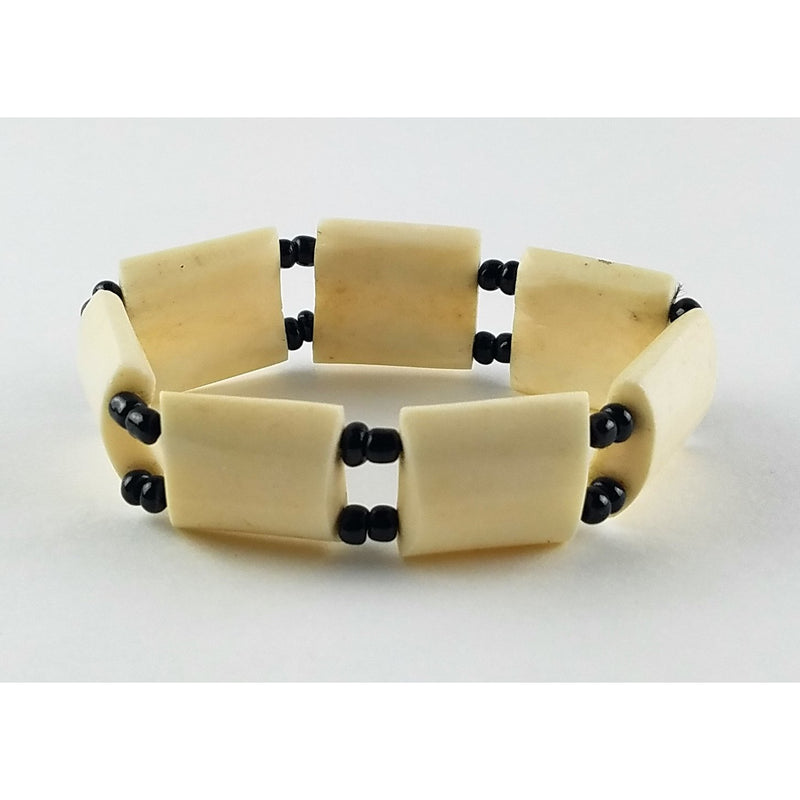 Afrocentric Bone Bracelet – Cream with Black Beads | Handmade Maasai Jewelry