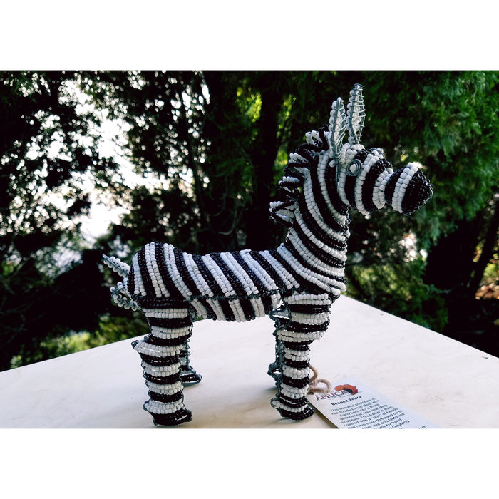 Beaded Zebra Sculpture – Handmade African Art from Zimbabwe