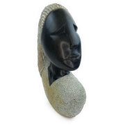 Beautiful Woman Bust – Hand Carved Shona Black Springstone Sculpture