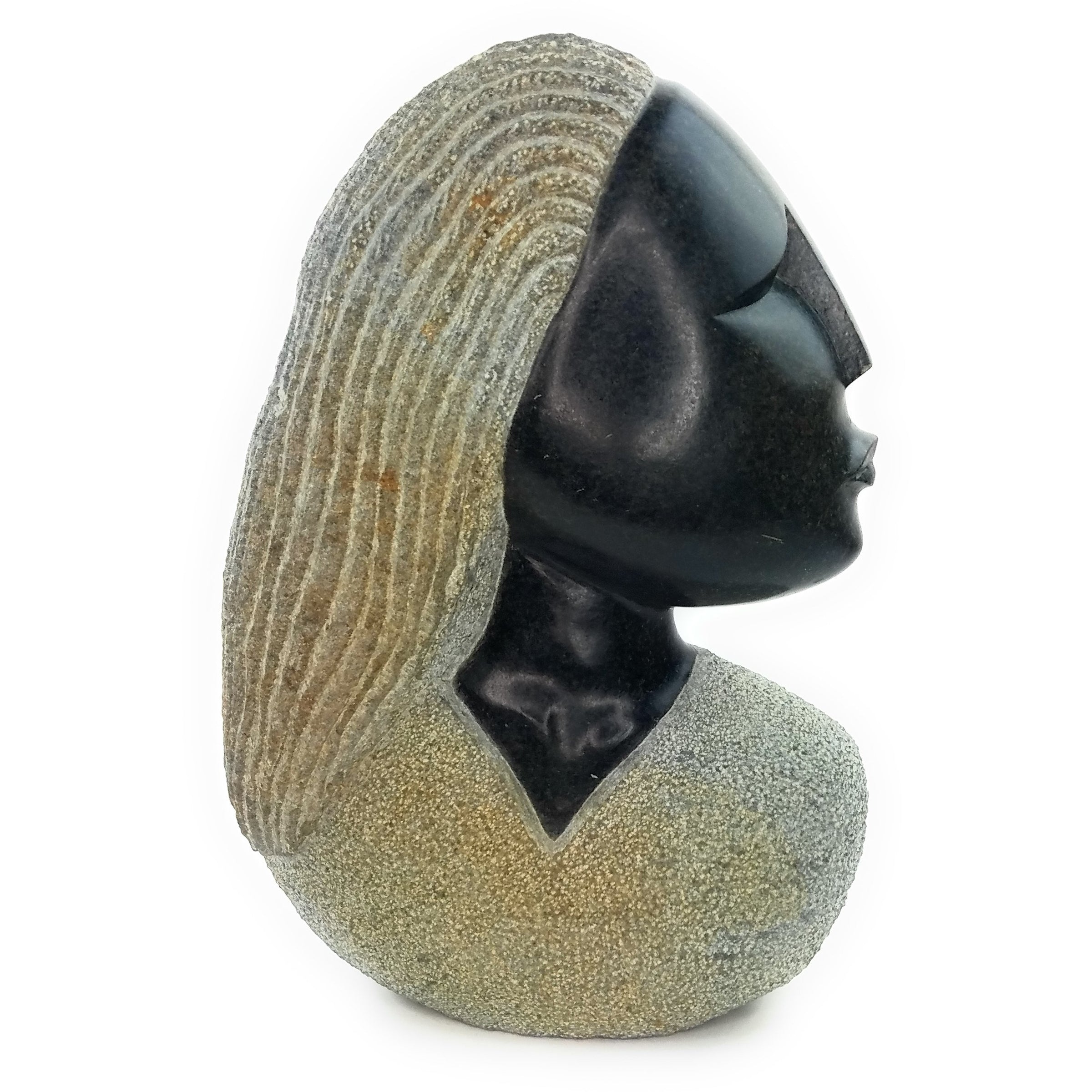 Beautiful Woman Bust – Hand Carved Shona Black Springstone Sculpture ...