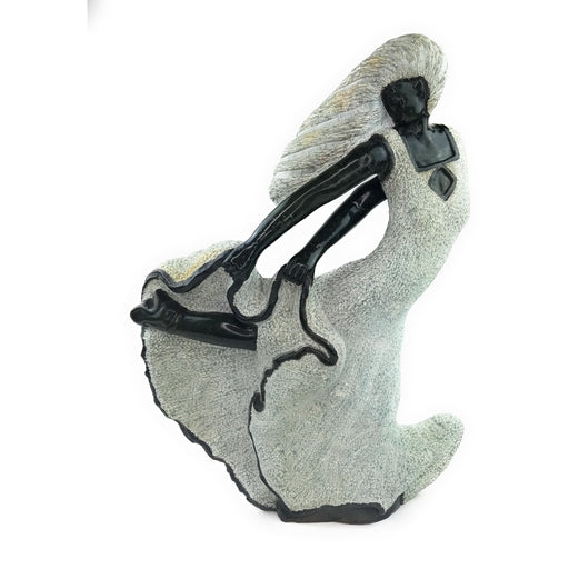 Beautiful Woman Holding Dress Sculpture – Handcrafted Shona African Art