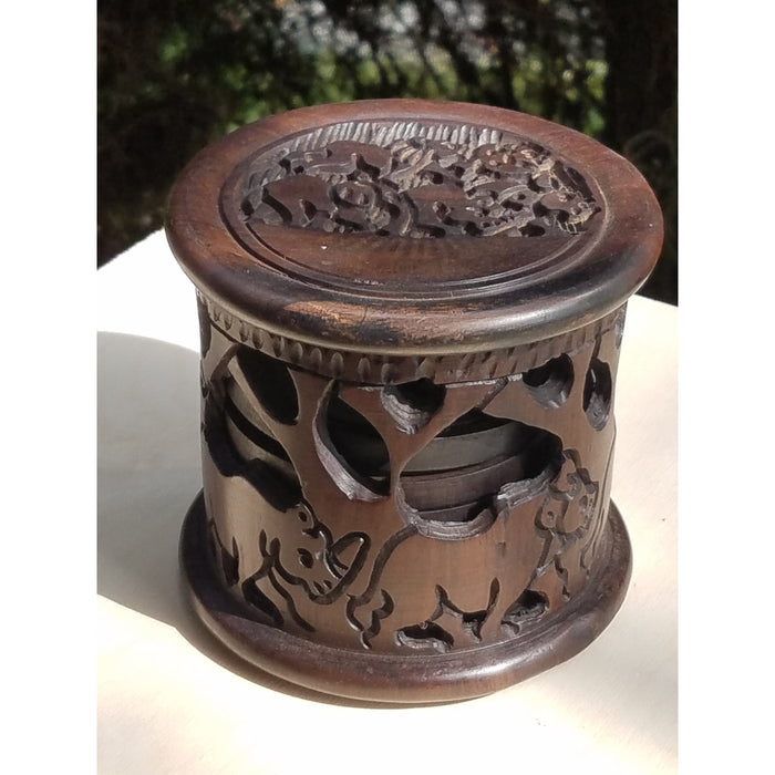 Big Five Ebony Wood Coaster Set | Handmade Safari Animal Coasters