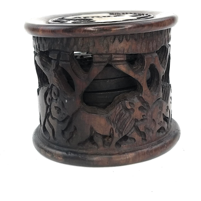 Big Five Safari Animal Ebony Wood Coaster Set – Hand Carved in Zimbabwe